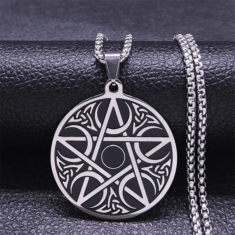 666 Skull Hexagram Pendant — Silver