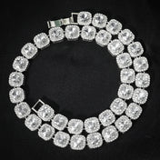 Iced Out Cuban Tennis Chain Necklace 13mm — Two-Tone Square CZ
