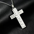 HNSP Stainless Steel Splice Bible Cross Pendant Necklace For Men Religion Christian Jewelry Accessories