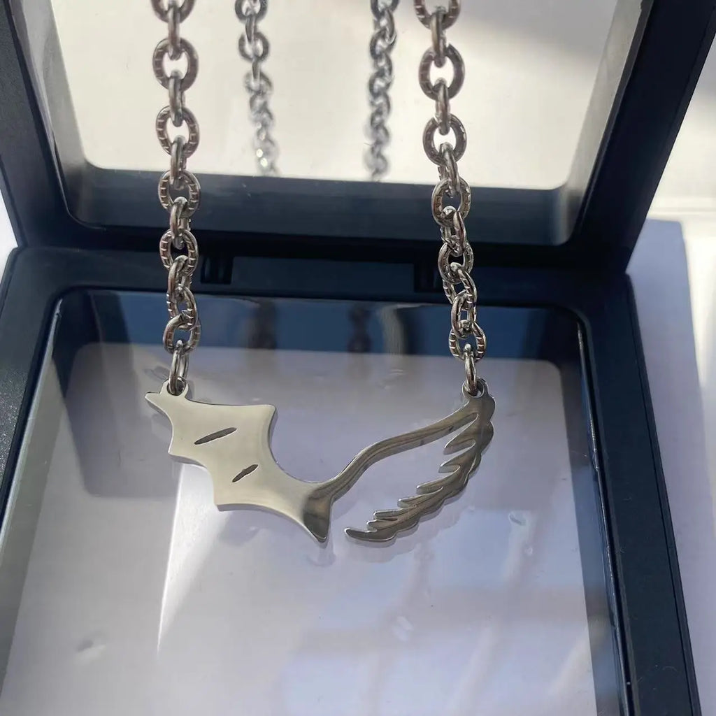 High-quality Stainless Steel Angel and Devil Wings Pendant Necklace, Personalized Design Hip-Hop Men's and Women's Gift Necklace