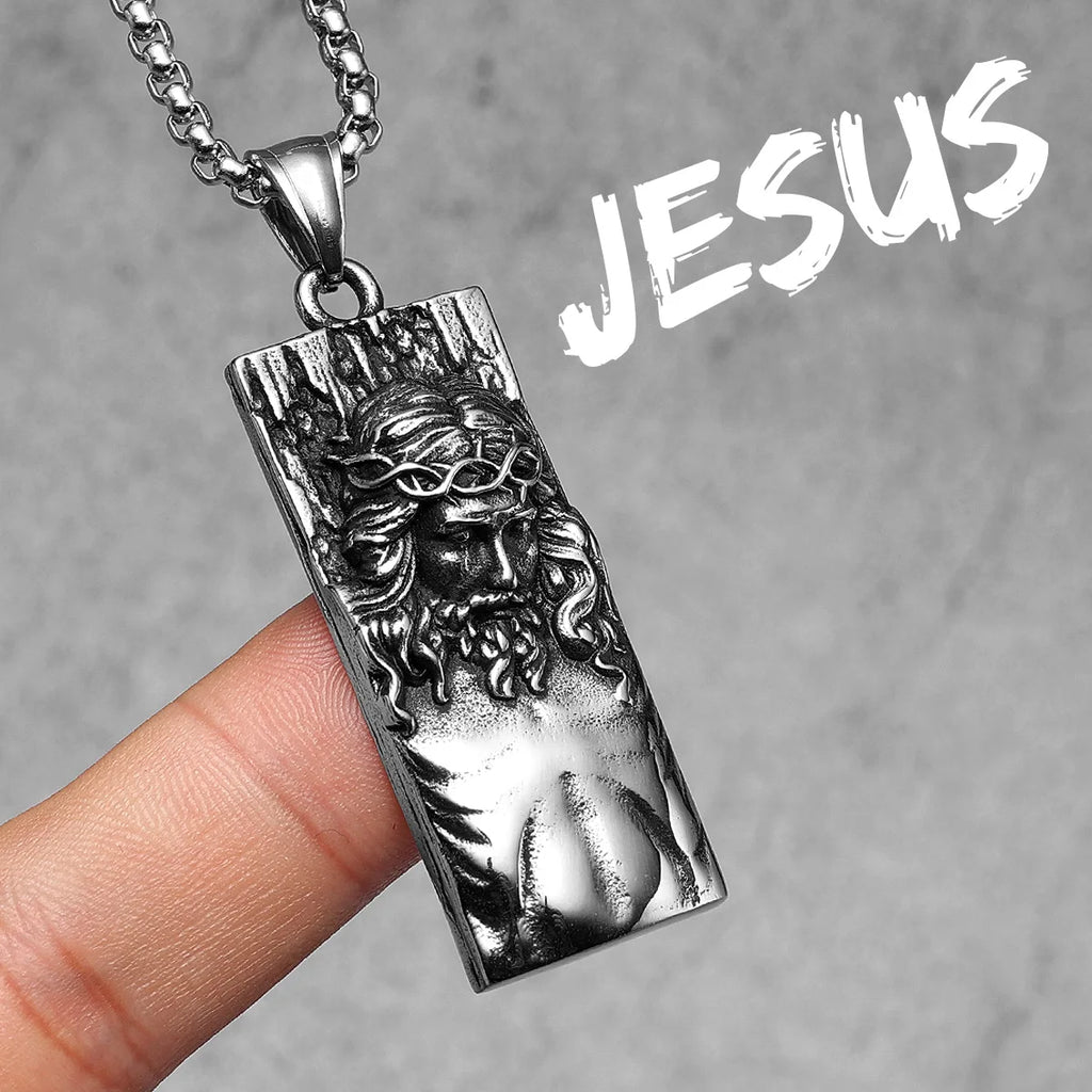 Jesus Heart Cross Pendant — Stainless Steel