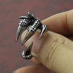 Stainless Steel Vintage Silver Dragon Claw Adjustable Opening Ring Tibetan silver Eagle Animal Rings for Men Women Punk