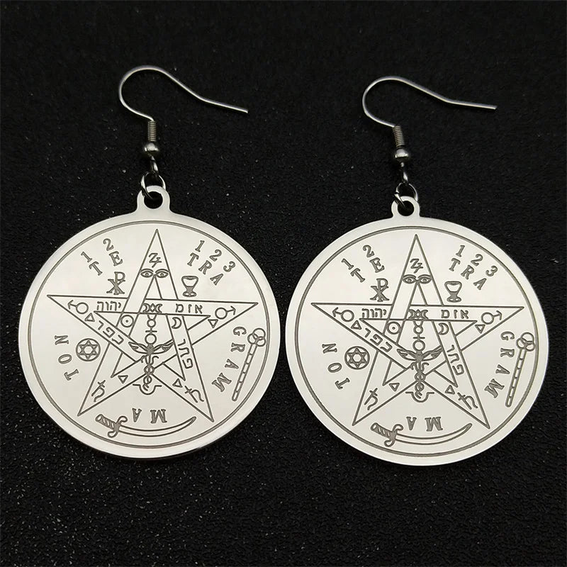 Gothic Star Gold Earrings Witchcraft Pentagram