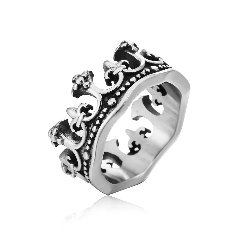 New Classic Vintage Crown King Ring Men's Fashion Punk Minimalist Biker Ring Mens Womens Street Niche Creative Party