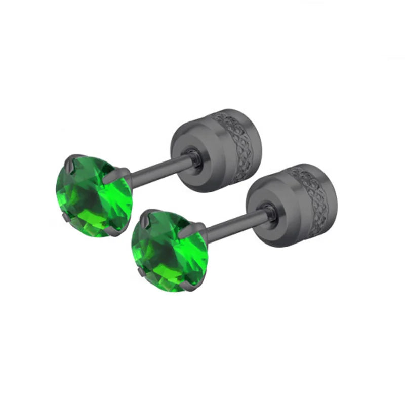 4 Prong CZ Zircon Stud Earrings — Cartilage Screw Back Piercing