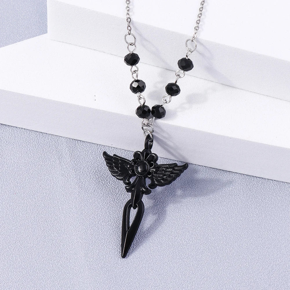 Gothic Skull Love Heart Necklace for Women Men Religious Crucifix Necklaces Punk Jewelry Gifts