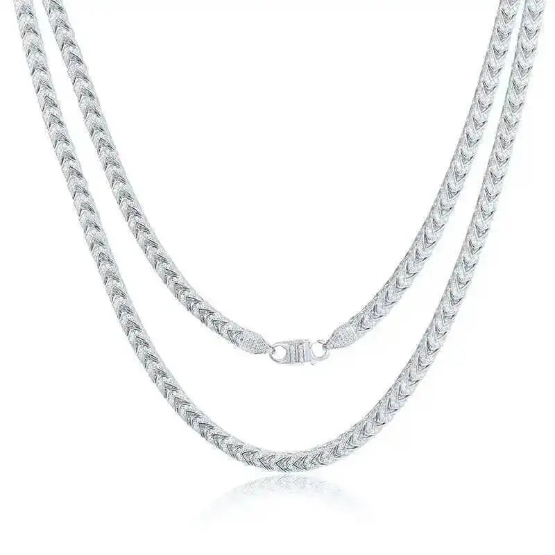 Iced Out Franco Link Chain Necklace 8mm — Two-Tone