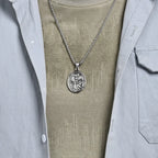 Religious St. Christopher Protect Us Necklace For Men Stainless Steel Geometric Oval Pendant Collares Jewelry