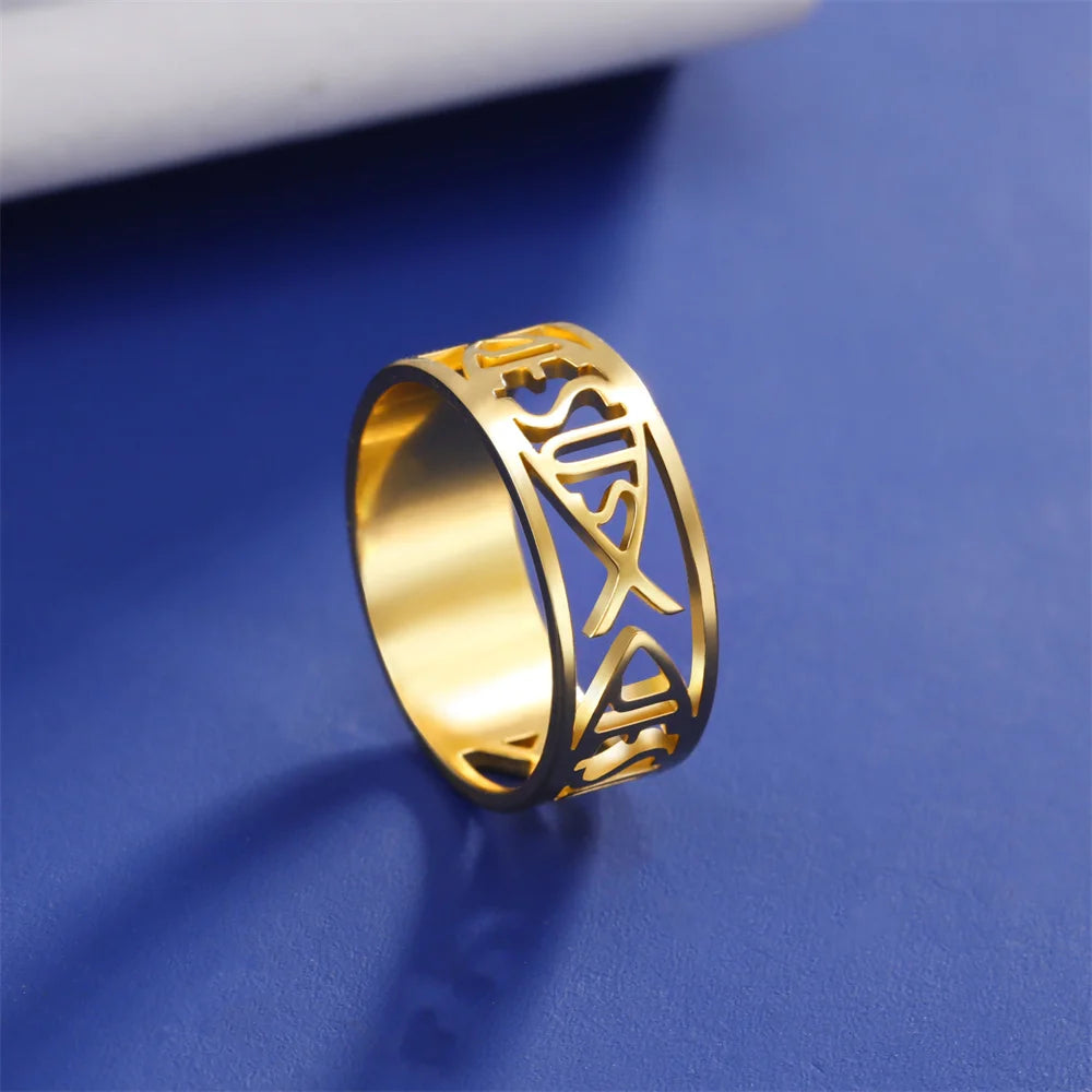 Jesus Fish Ring for Men & Women — Christian, Stainless Steel