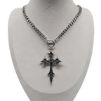 Gothic Rose Cross Pendant Choker Necklace — Stainless Steel