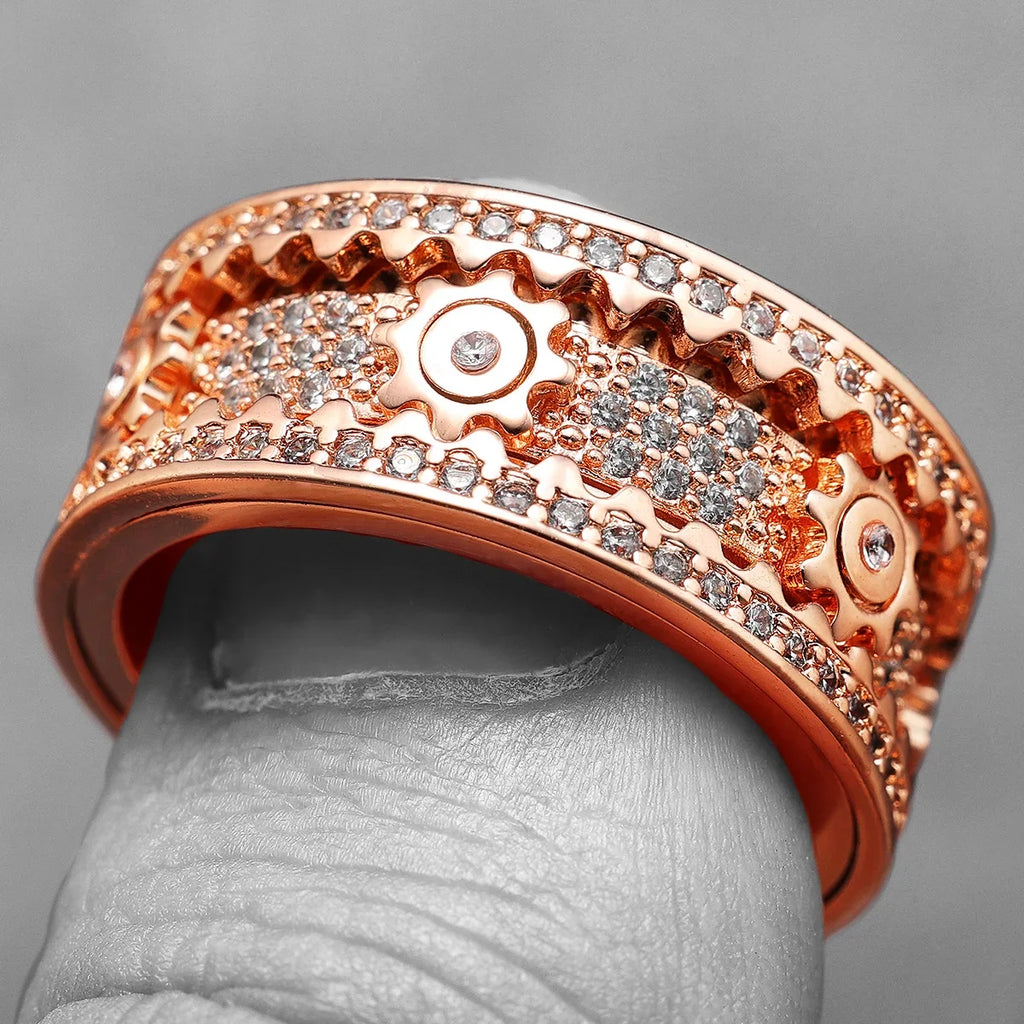 Fidget Spinner Gemstone Ring — Stainless Steel