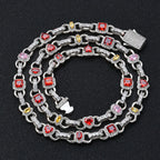 Gold Iced Out Heart Cuban Chain Necklace Colorful