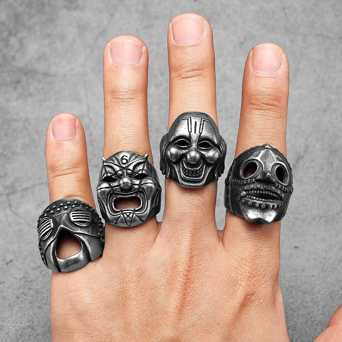 Clown Skull Ring Black — Stainless Steel
