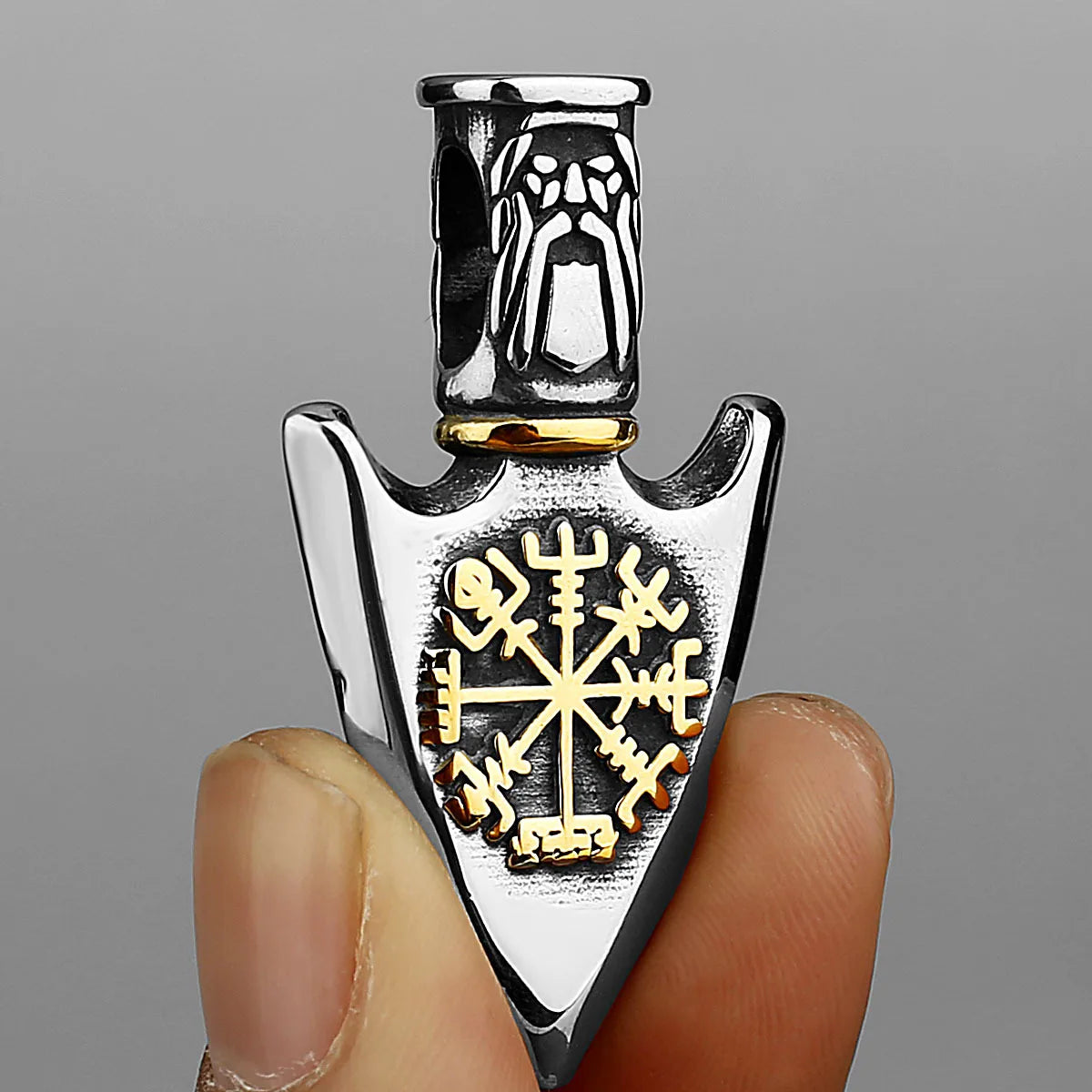 YQ 316L Stainless Steel Nordic Odin Viking Rune Spear Pendant Necklace For Men Punk Jewelry Accessories