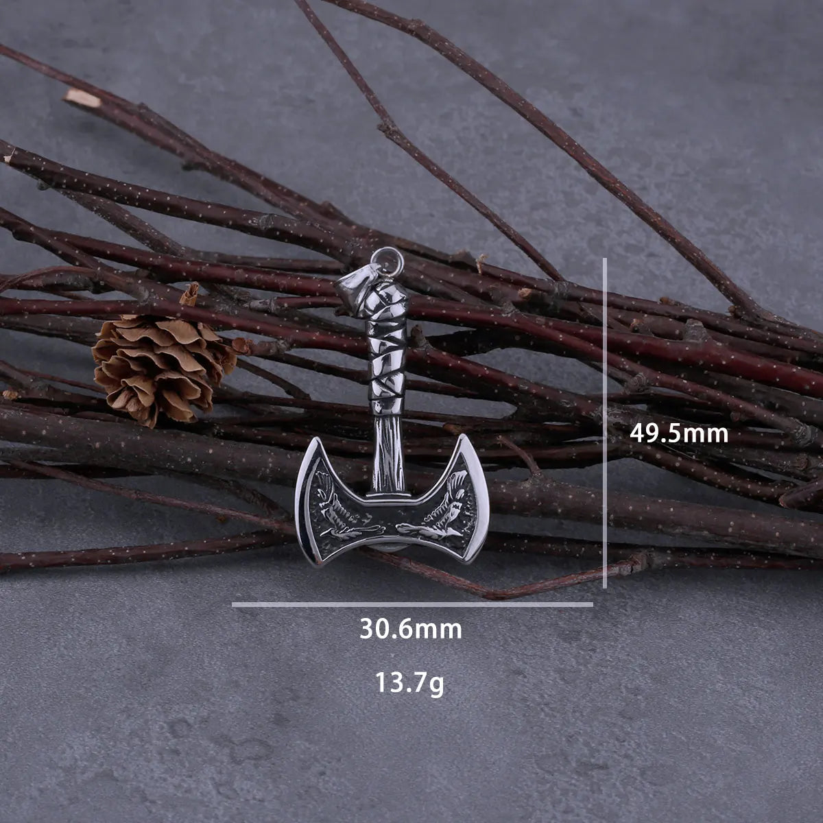 Stainless Steel Viking Warrior Odin Axe and Raven Necklace Men Fashion Hip Hop Amulet Pendant Viking Jewelry Boyfriend