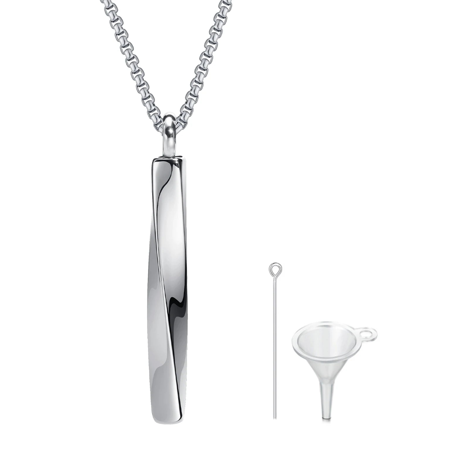 Vnox Stainless Steel Mobius Bar Pendant Necklaces for Men,Simple Cremation Ashes Urn Jewelry,Memorial Keepsake Collar Gifts