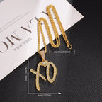 Gold Iced Out XO Pendant Necklace Heart CZ