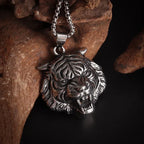Domineering Ferocious Tiger Head Pendant Stainless Steel Animal Necklace Men's Punk Trend Cool Jewelry Boy Gift