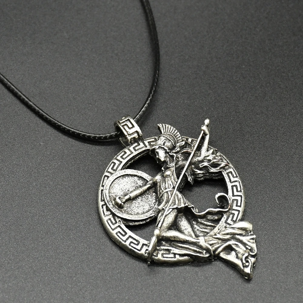 1pcs Warrior Goddess Minerva Necklace Greek Mythology Men's Necklace Roman Jewelry Men's Pendant Jewelry