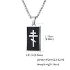 Orthodox Church Cross Necklace — Black Enamel, Stainless Steel