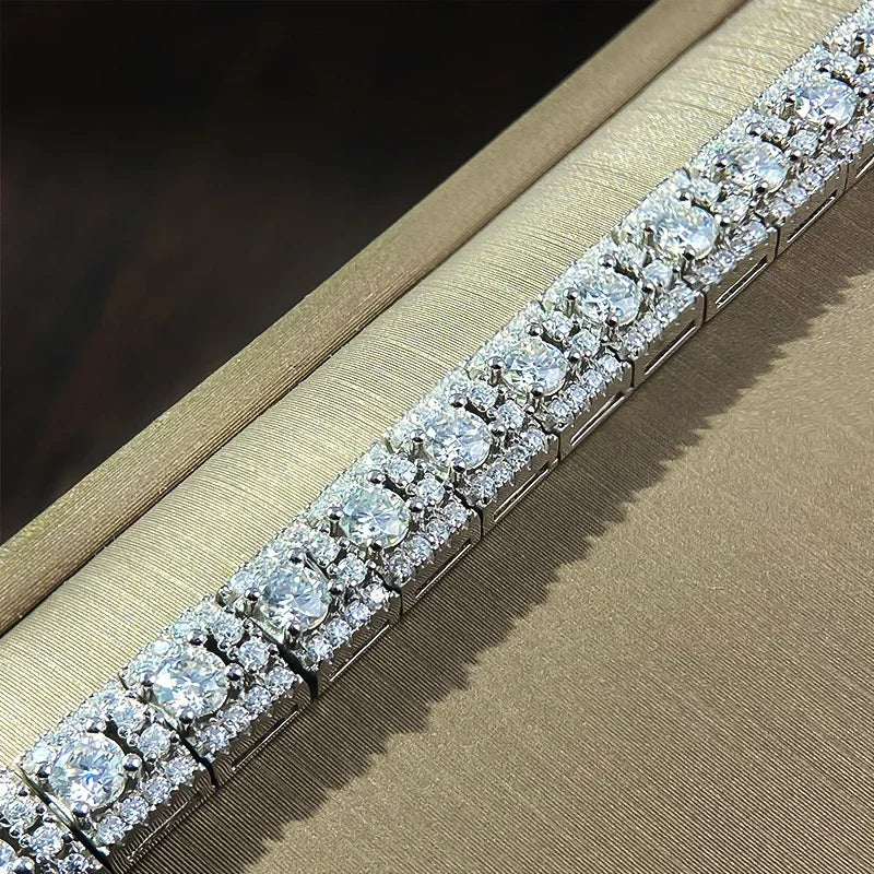 6mm Wide Cuban Link D Color VVS1 Moissanite Tennis Bracelet GRA Certified Pass Diamond Tester S925 Sterling Silver 18K