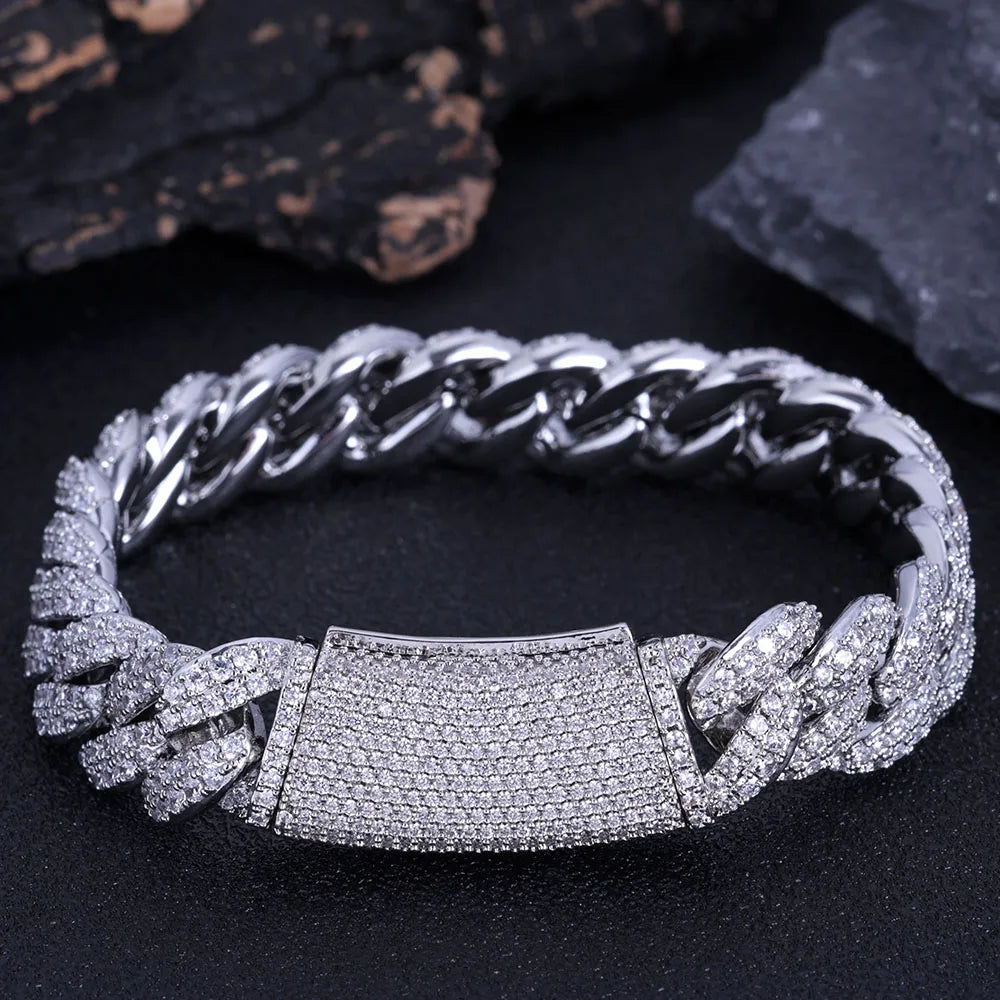 Iced Out Cuban Chain Necklace Stainless Steel 13MM
