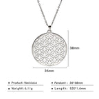 Flower of Life Sacred Geometry Necklace Stainless Steel Mandala Neck Chain Women Men Vintage Universal Spiritual Jewelry
