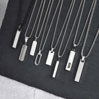 Vnox Mens Silver Color Bar Necklaces, Geometric Stainless Steel Pendant with Box Chain, Minimalst Metal Jewelry Gift