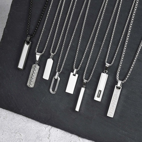 Bar Pendant Necklace Stainless Steel — Geometric