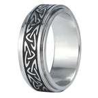 Celts Triangle Knot Stainless Steel Fidget Ring Men Rotatable Decompressionanti Stress And Anxiety Cool Ring Boyfriend