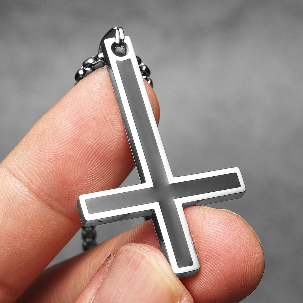 Inverted Cross Pendant — Stainless Steel