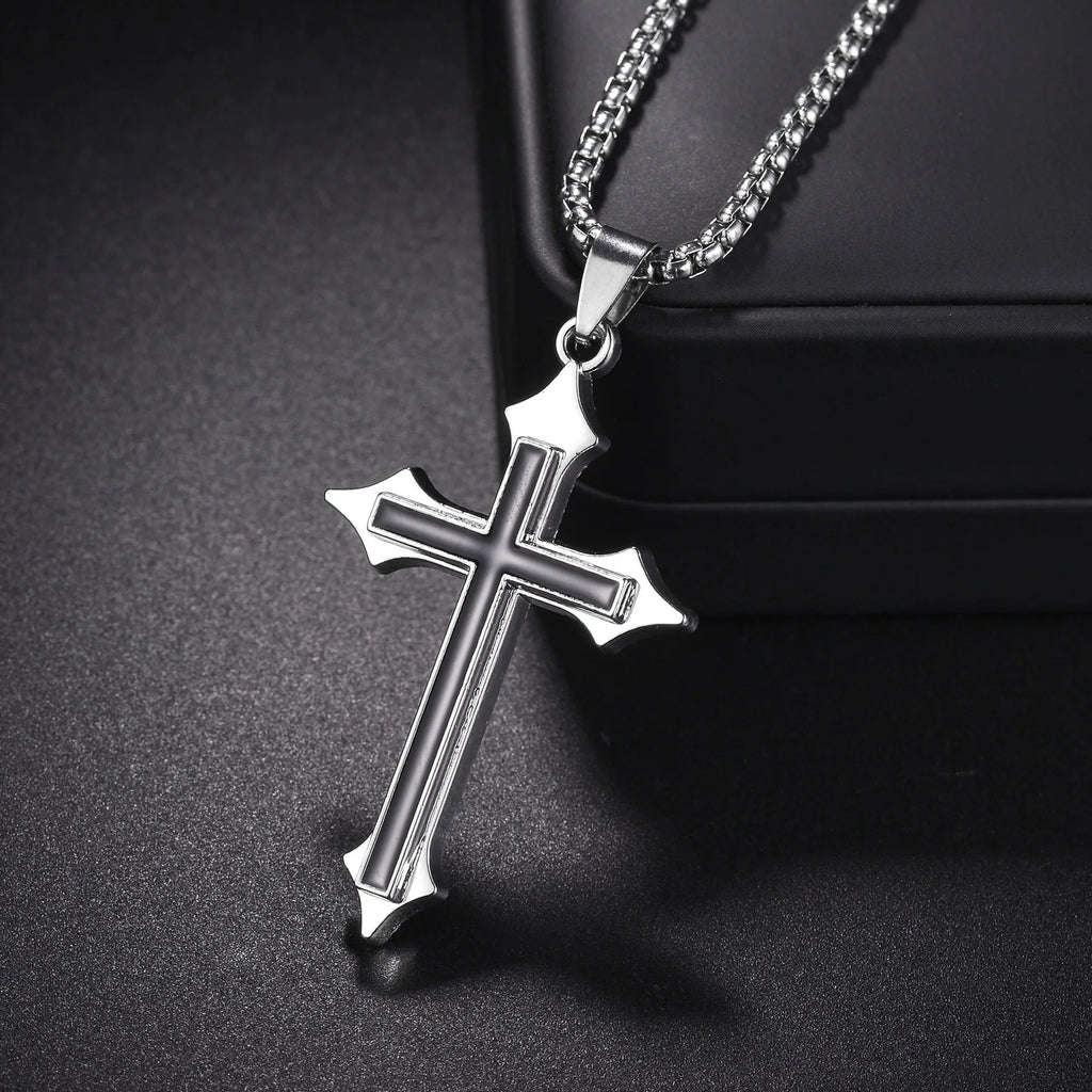 Christian Jesus Cross Necklace For Women Men Stainless Steel Chains Choker Religion Pendants Jewelry Prayer Baptism Gift