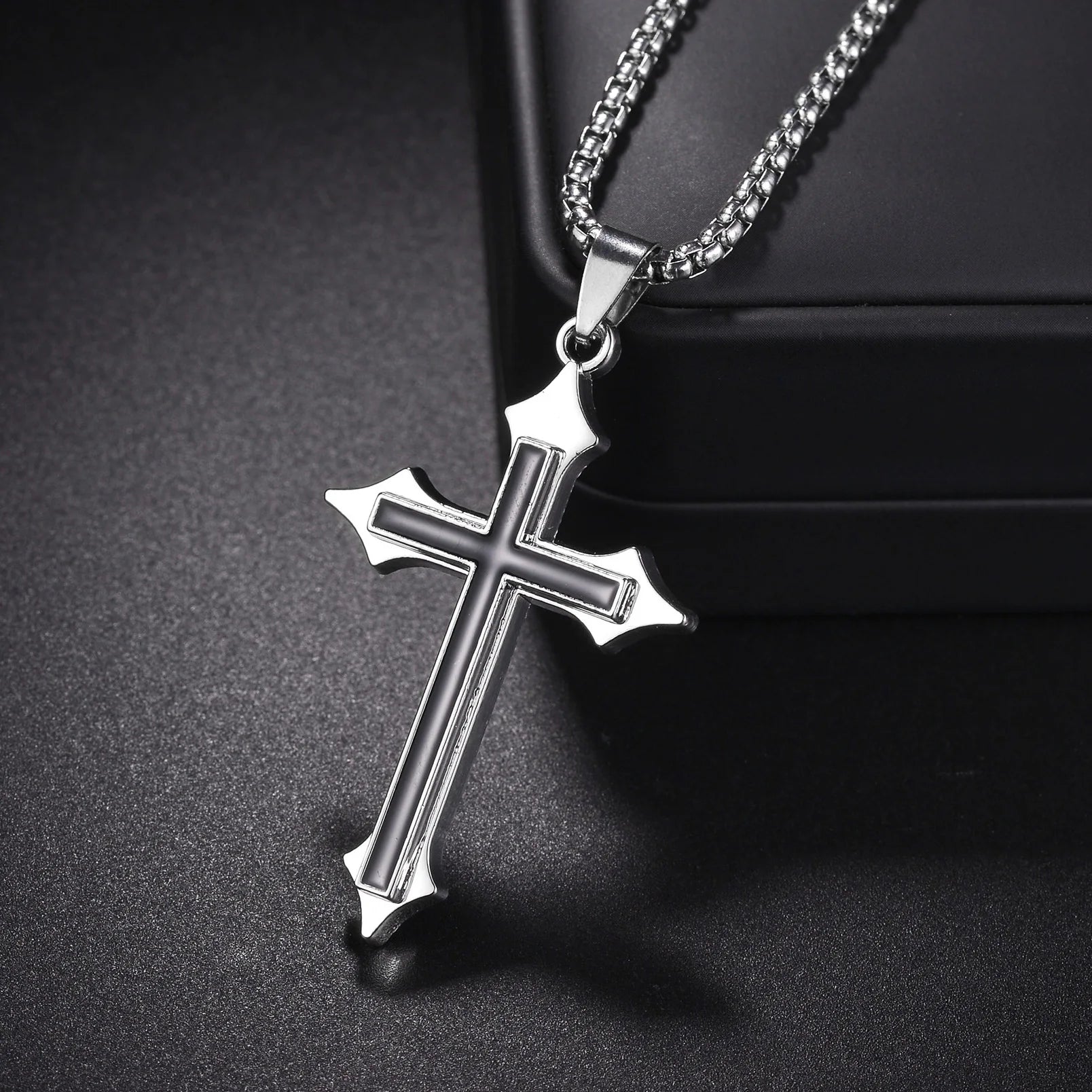 Christian Jesus Cross Necklace For Women Men Stainless Steel Chains Choker Religion Pendants Jewelry Prayer Baptism Gift
