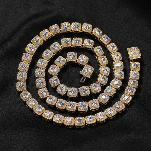 24K Gold Iced Out Rock Candy Necklace 7mm