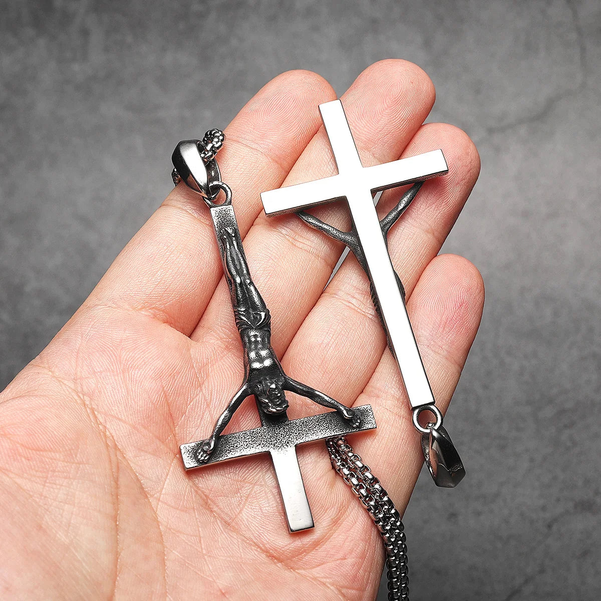 Inverted Cross Pendant — Stainless Steel