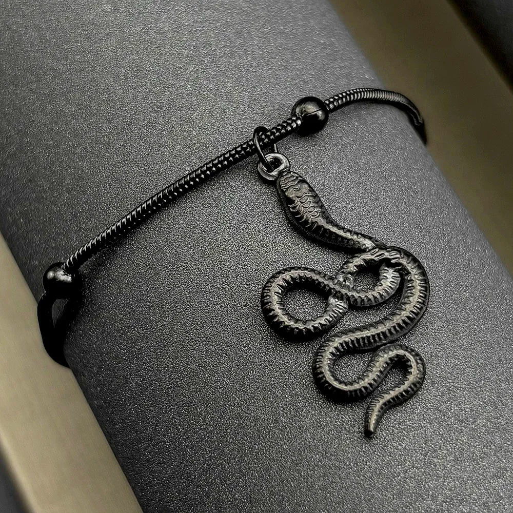 Gothic Snake Silver Pendant Punk Animal Beaded