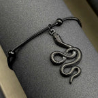 Gothic Snake Silver Pendant Punk Animal Beaded