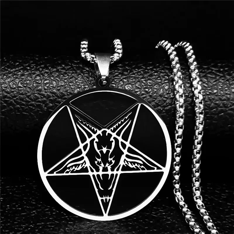 Skull Star Silver Pendant Necklace — Stainless Steel