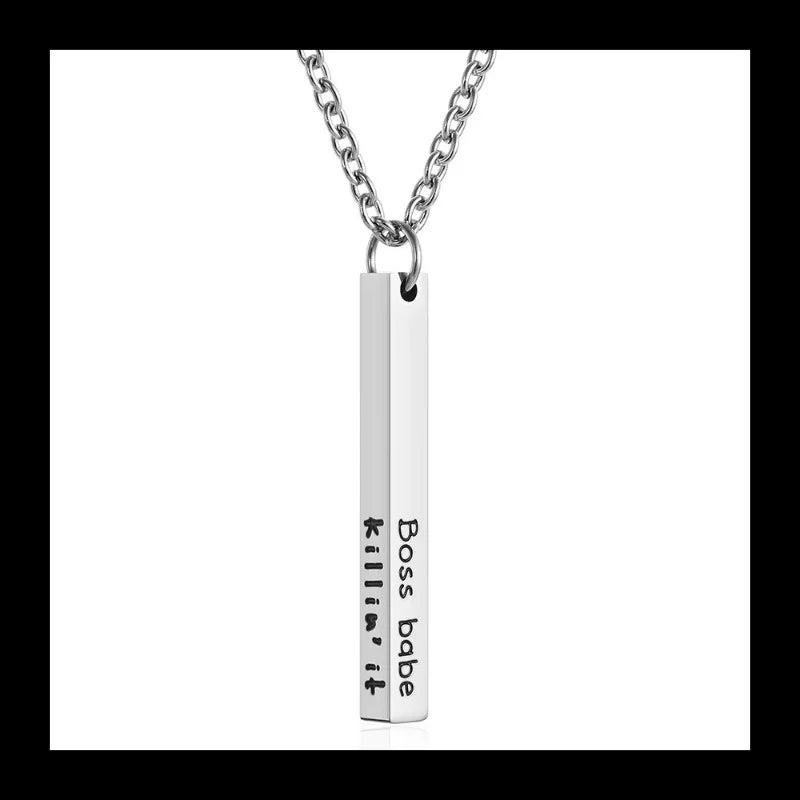 Minimal Long Pendant Necklace — Stainless