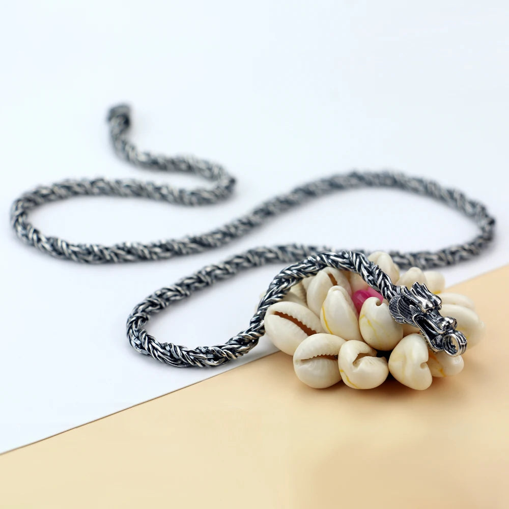 Vintage 925 Thai Silver Necklace Men's Faucet Style Design Sterling Silver Necklace Men's Fashion Jewelry 5mm56cm Size