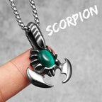 Green Gem Scorpion Pendant Men Necklace 316L Stainless Steel Amulet Chain Rock Rap for Couple Friend Male Jewelry Gift Wholesale