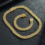 Iced Out Square Cuban Chain 14mm — Gold