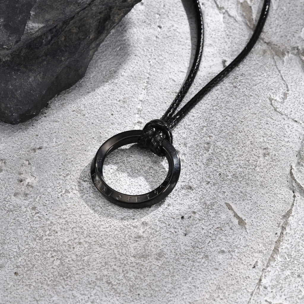 Vnox Retro Niche Viking Mobius Necklaces For Men Stainless Steel Round Pendant With 60cm Rope/Metal Chain Four Color