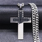 Cross Steel Pendant 316L Cuban Style Waterproof