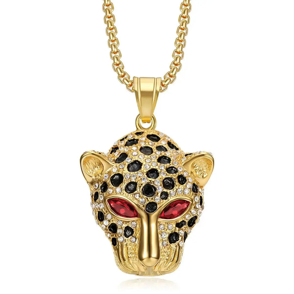 Vintage Leopard Head Pendant Necklace — Stainless Steel