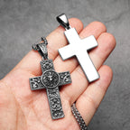 Lion Carving Flowers Cross Men Necklaces Stainless Steel Pendant Chain Women Fashion Jewelry Punk Accessories Gifts