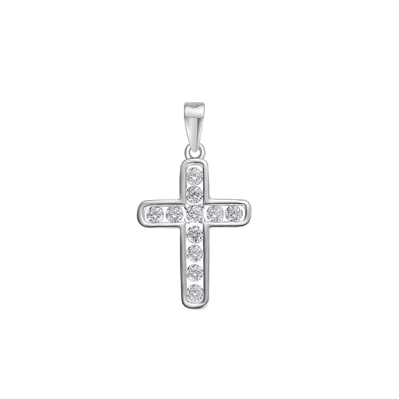 Iced Cross Platinum Pendant Necklace