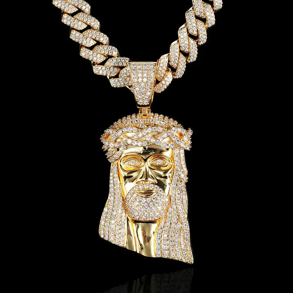Necklaces Chain For Women Mens Full Iced Out Zircon Custom Big Jesus Pendant With Cuban Chain Hip Hop Jewelry
