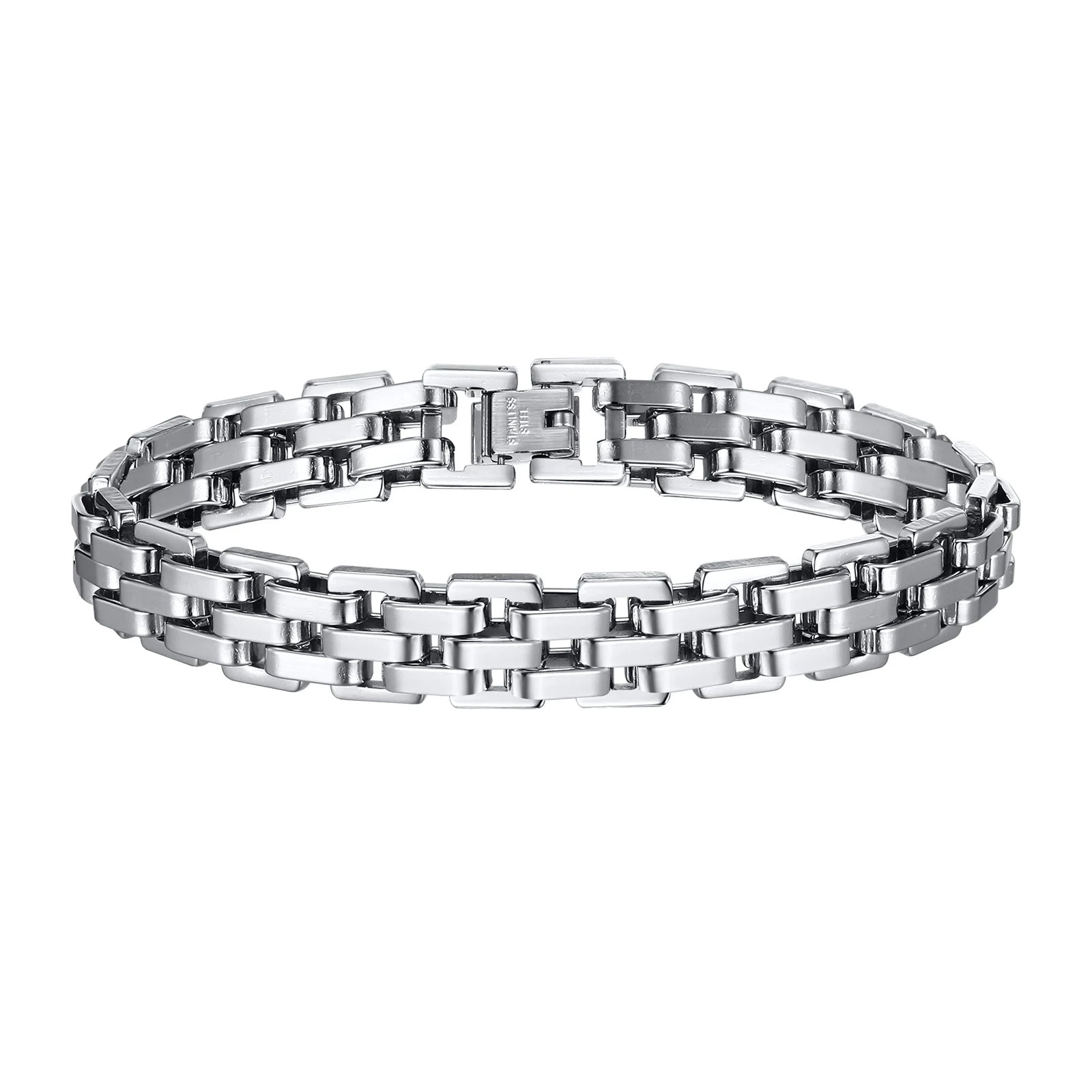 Vnox Stylish Strap Chain Bracelets for Men Boys Gift Jewelry, 10.7MM Wide Stainless Steel Links Wristband, Father's Day Gift Dad