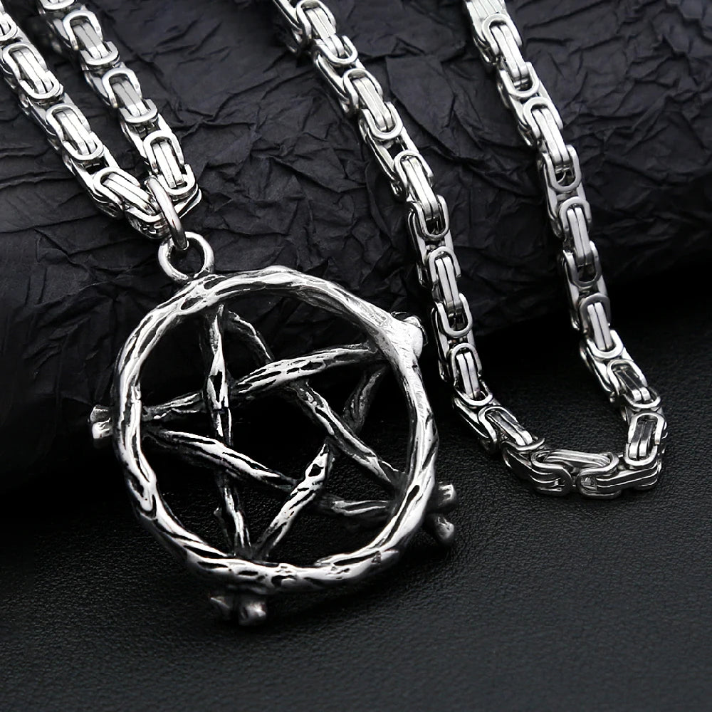 Gothic Steel Pendant Vintage Pentagram Punk